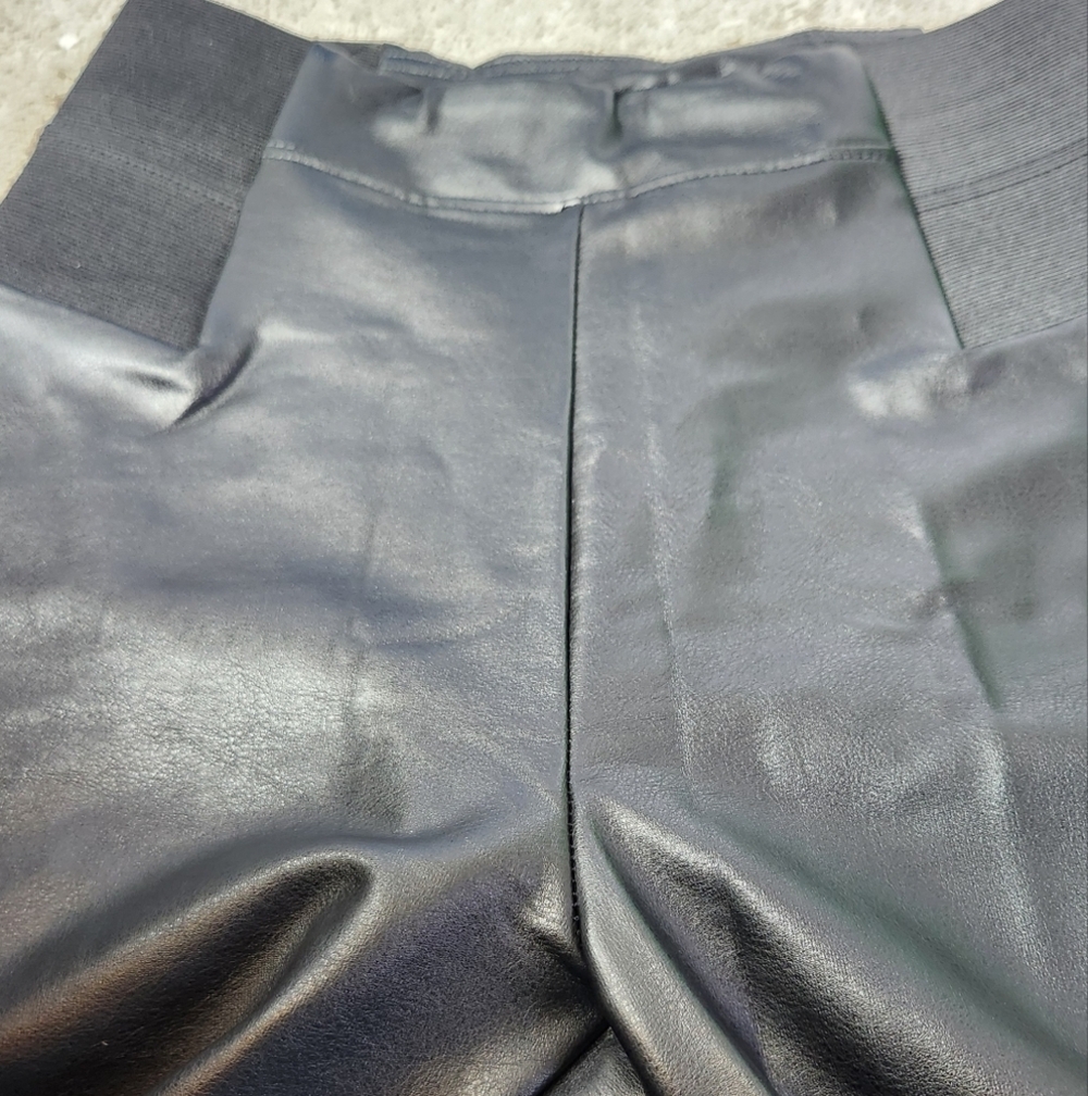 Women's High Waisted Faux Leather Leggings - A New Day Black S - Picture 12 of 13